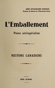 Front cover of L' emballement by Joseph Apollinaire Gingras