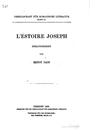 Cover of L'estoire Joseph by Ernst Sass