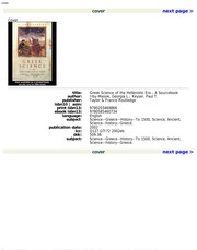 Front cover of Greek science of the Hellenistic era by Georgia L. Irby-Massie