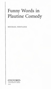 Front cover of Funny words in Plautine comedy by Michael Fontaine