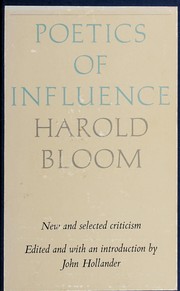 Front cover of Poetics of Influence by Harold Bloom