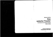 Front cover of Das epische Theater by Marianne Kesting