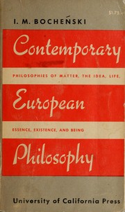 Front cover of Contemporary European philosophy by Józef Maria Bocheński
