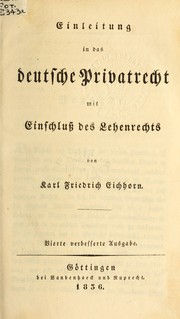 Cover of Einleitung in das deutsche Privatrecht by Friedrich Wilhelm Joseph von Schelling