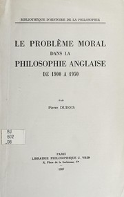 Front cover of Le Problème moral dans la philosophie anglaise by Dubois, Pierre