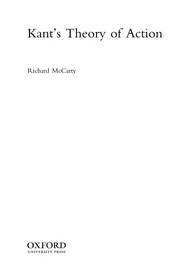 Front cover of Kant's theory of action by Richard McCarty