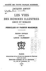 Front cover of Les vies des hommes illustres grecs et romains by Plutarch