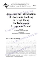 Front cover of Assessing the introduction of electronic banking in Egypt using the technology acceptance model by Sherif Kamel
