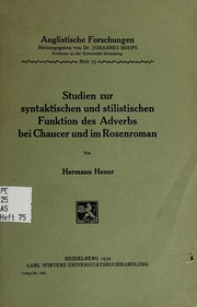 Front cover of Studien zur syntaktischen und stilistischen Funktion des Adverbs bei Chaucer und im Rosenroman by Hermann Heuer