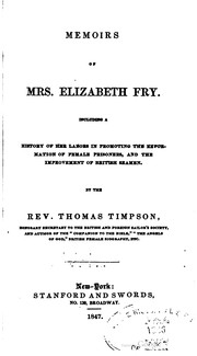 Front cover of Memoirs of Mrs. Elizabeth Fry by Timpson, Thomas.