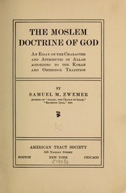Cover of The Moslem doctrine of God by Samuel Marinus Zwemer
