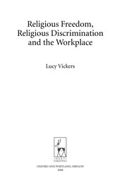 Front cover of Religious freedom, religious discrimination and the workplace by Lucy Vickers