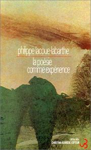 Front cover of La poésie comme expérience by Philippe Lacoue-Labarthe