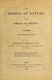 Front cover of The temple of nature by Erasmus Darwin