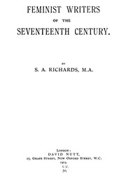 Front cover of Feminist writers of the seventeenth century by Samuel Alfred Richards