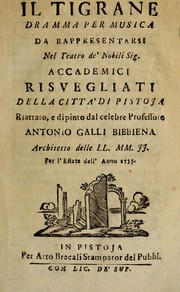 Cover of Il Tigrane by Alessandro Scarlatti