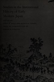 Front cover of Studies in the institutional history of early modern Japan by John Whitney Hall
