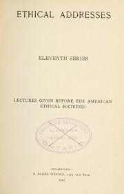 Cover of Ethical addresses by American Ethical Union