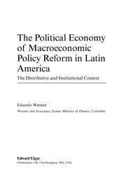 Front cover of The political economy of macroeconomic policy reform in Latin America by Eduardo Wiesner Durán