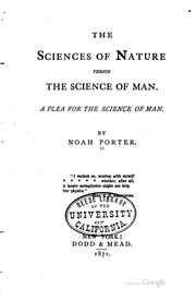 Front cover of The Sciences of Nature Versus the Science of Man: A Plea for the Science of Man by Porter, Noah