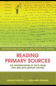 Cover of Reading primary sources by Miriam Dobson