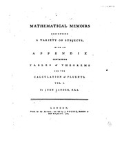 Front cover of Mathematical memoirs respecting a variety of subjects by John Landen