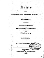 Front cover of Archiv für das Studium der neueren Sprachen und Literaturen by Berliner Gesellschaft für das Studium der neueren Sprachen