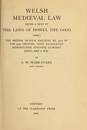 Cover of Welsh medieval law by Arthur W. Wade-Evans
