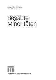 Cover of Begabte Minoritäten by Margrit Stamm