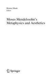 Front cover of Moses Mendelssohn's Metaphysics and Aesthetics by Reinier Munk