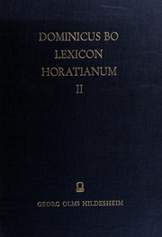 Cover of Lexicon Horatianum by Domenico Bo