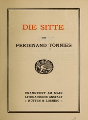 Cover of Die Sitte by Ferdinand Tönnies