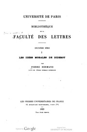 Front cover of Les idées morales de Diderot by Pierre Hermand