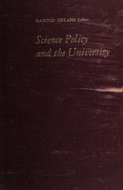 Front cover of Science policy and the university by Orlans, Harold