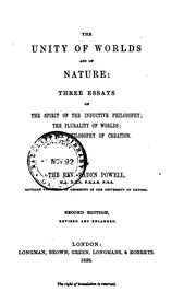 Cover of The unity of worlds and of nature by Baden Powell