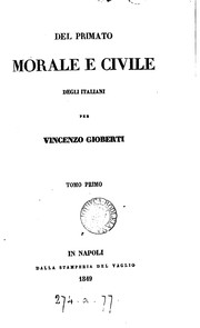 Front cover of Del primato morale e civile degli italiani by Vincenzo Gioberti