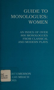 Cover of Guide to monologues, women by Robert Emerson