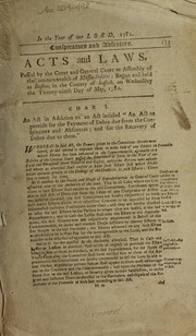 Cover of Acts and laws, passed by the Great and General Court or Assembly of the Commonwealth of Massachusetts by Massachusetts