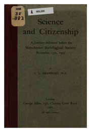 Front cover of Science and Citizenship: A Lecture Delivered Before the Manchester Sociological Society November .. by Victor Branford