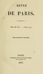 Front cover of Revue de Paris by Louis Désiré Véron