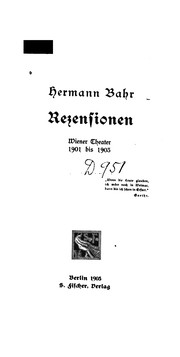 Front cover of Rezensionen: Wiener Theater 1901 bis 1903 by Hermann Bahr