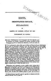 Front cover of Édits, ordonnances royaux, déclarations et arrêts du Conseil d'État du roi concernant le Canada by Nouvelle-France. Conseil supérieur de Québec