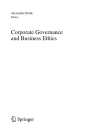 Cover of Corporate Governance and Business Ethics by Alexander Brink