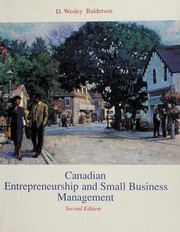 Front cover of Canadian entrepreneurship and small business management by D. Wesley Balderson