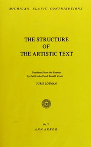 Front cover of The structure of the artistic text by Юрий Михайлович Лотман