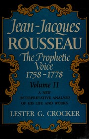 Front cover of Jean-Jacques Rousseau by Lester G. Crocker