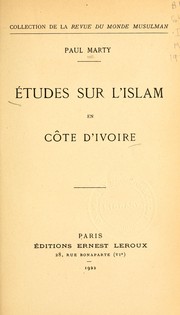 Cover of Études sur l'Islam en Côte d'Ivoire by Paul Marty