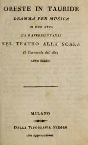 Front cover of Oreste in Tauride by Vincenzo Federici
