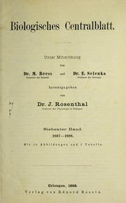 Front cover of Biologisches Centralblatt by I. Rosenthal