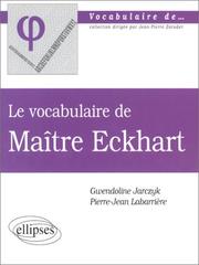 Front cover of Le vocabulaire de Maître Eckhart by Gwendoline Jarczyk
